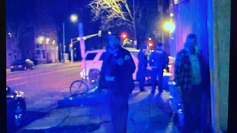 This still from a video shot by bystander Matt Pfaff shows St. Louis Police on the scene at Bar:PM after crashing an SUV into the LGBTQ bar. - SCREENSHOT