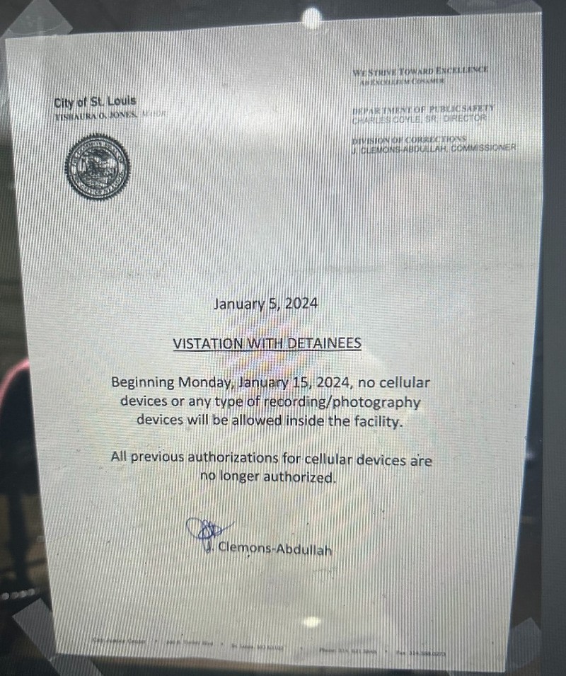 Notice posted today at the City Justice Center.