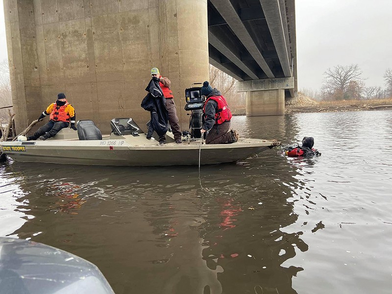 Heitman’s Mid-Missouri Sheriff’s Dive Team searches for a murder victim in Boonville. - COURTESY CHRIS HEITMAN