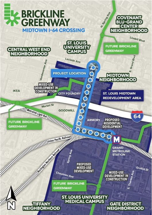 The U.S. Department of Transportation announced it will match local funding to construct a greenway bridge in Midtown for bikers and pedestrians. - Provided by Great Rivers Greenway