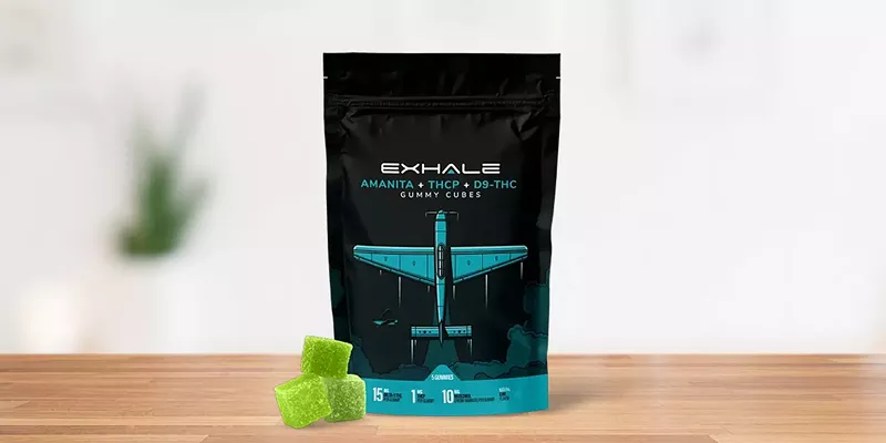 Exhale Amanita + D9 + THCP Gummy Cubes for a potent psychedelic experience.