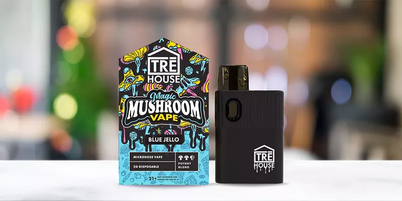 TRĒ House Blue Jello Magic Mushroom Vape Pen for quick and easy microdosing.