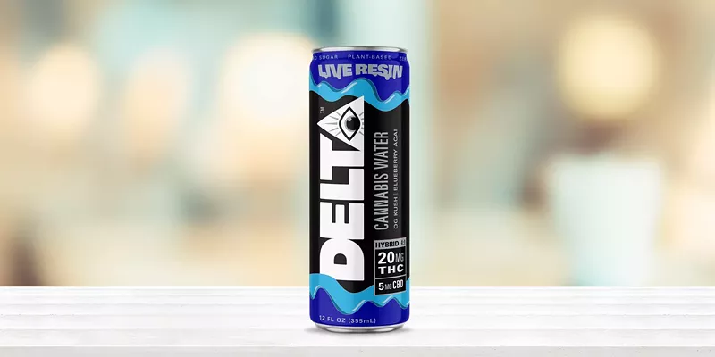 Delta Cannabis Water Blueberry Acai, the best overall THC-infused drink for relaxation.