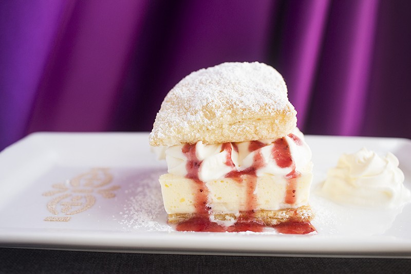 The "Modern Krempita" is topped with whipped cream and strawberry coulis. - PHOTO BY MABEL SUEN