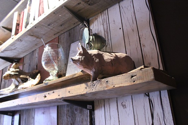 Charles the pig was a gift from Driftwood regulars and now one of their closest friends, Bill and Rebecca, who were one of the few people that knew about the new restaurant before it was publicly announced. - Melissa Buelt