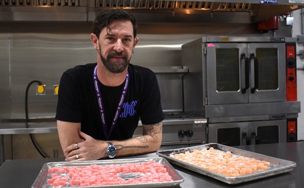 Chef Carl Hazel Hazel crafts recipes for cannabis-infused gummies and chocolates at Revolt Labs, a new startup based in St. Louis.