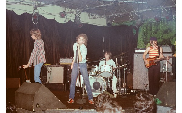 Joe Haynes, Michael Stipe, Jim Warchol, and Buddy Weber of Bad Habits, performing at Mississippi Nights on November 13, 1978.