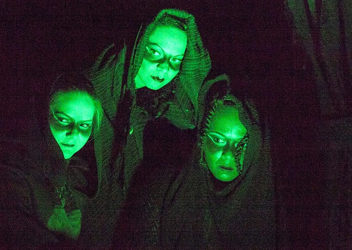 Katie Robinson, Elizabeth Knocke and Taleesha Caturah as the Three Witches.