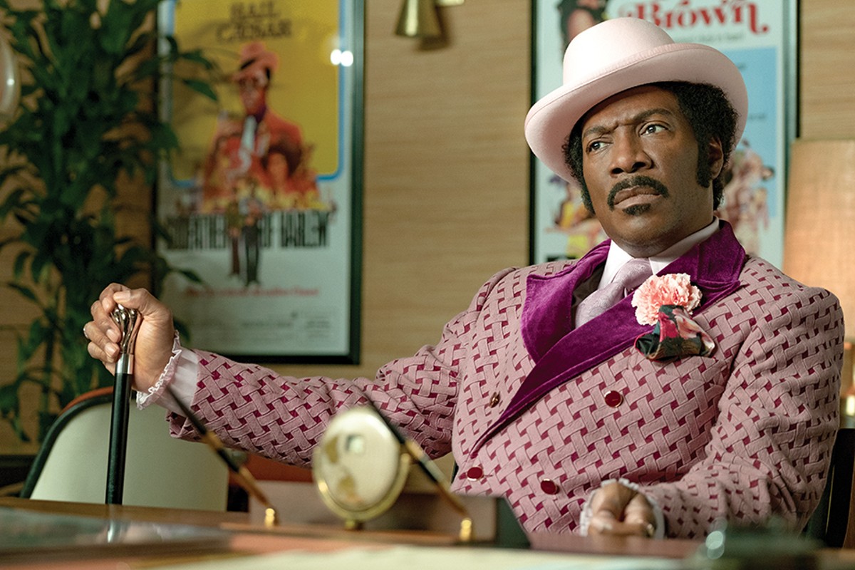 Eddie Murphy gives a passionate performance as Rudy Ray Moore.