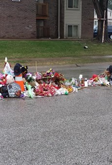 The ever-evolving memorial where Michael Brown was shot and killed.