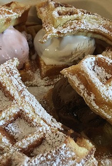 Two waffles, four scoops — yum!