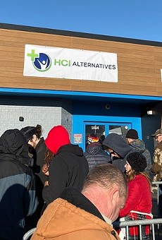 Collinsville's Illinois Supply and Provisions remains open, but has changed its protocols to prevent the crowds the dispensary has seen in the past, as in this photo from January.