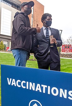 St. Louis  health director Dr. Fredrick Echols was on-hand to congratulate vaccine-getters on March 26.