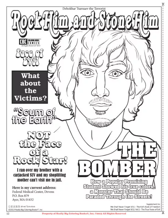 Dzhokhar Tsarnaev The Terrorist Coloring Book on Sale in St. Louis: 