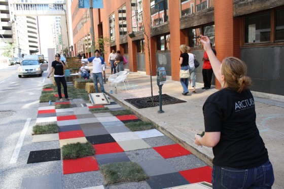 Why park when you can play? PARK(ing) Day turns metered parking into pocket parks. - COURTESY OF ARCTURIS