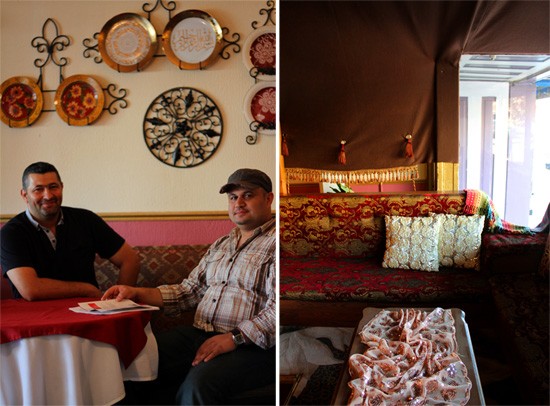 Chef Wael Khudair and owner Taif Jassim. A lounging area in the window of the dining room. - MABEL SUEN
