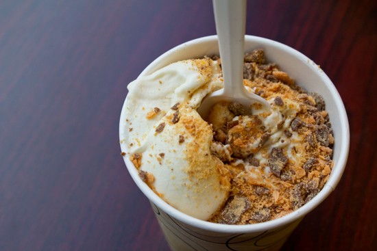 Here's that custard topped with Butterfinger pieces. - MABEL SUEN