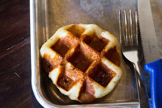A miniature liege waffle.