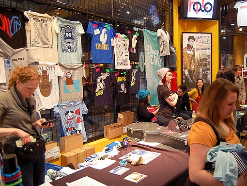 Owl City and Lights merchandise inside Suite 100, adjacent to the Pageant. - PHOTO: JASON STOFF