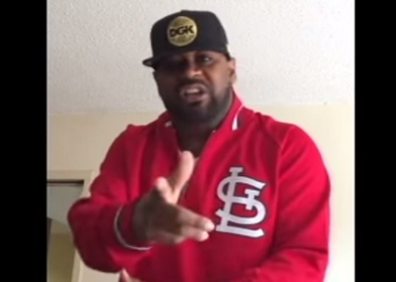 Big Ghost reppin' Cardinal Nation - SCREENSHOT FROM VIDEO EMBEDDED BELOW.