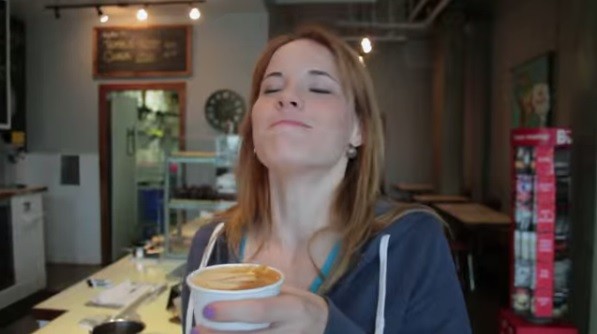 A satisfied coffee drinker from the documentary. - SCREENSHOT FROM THE CAFFEINATED TRAILER