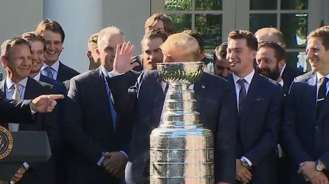 A thankfully fake auction ended with The Stanley Cup being sold to Donald Trump.