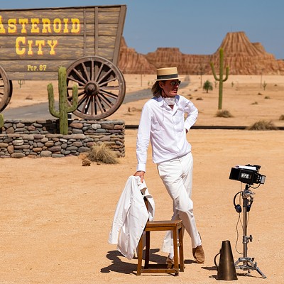 Director Wes Anderson on the set of his upcoming film, Asteroid City.