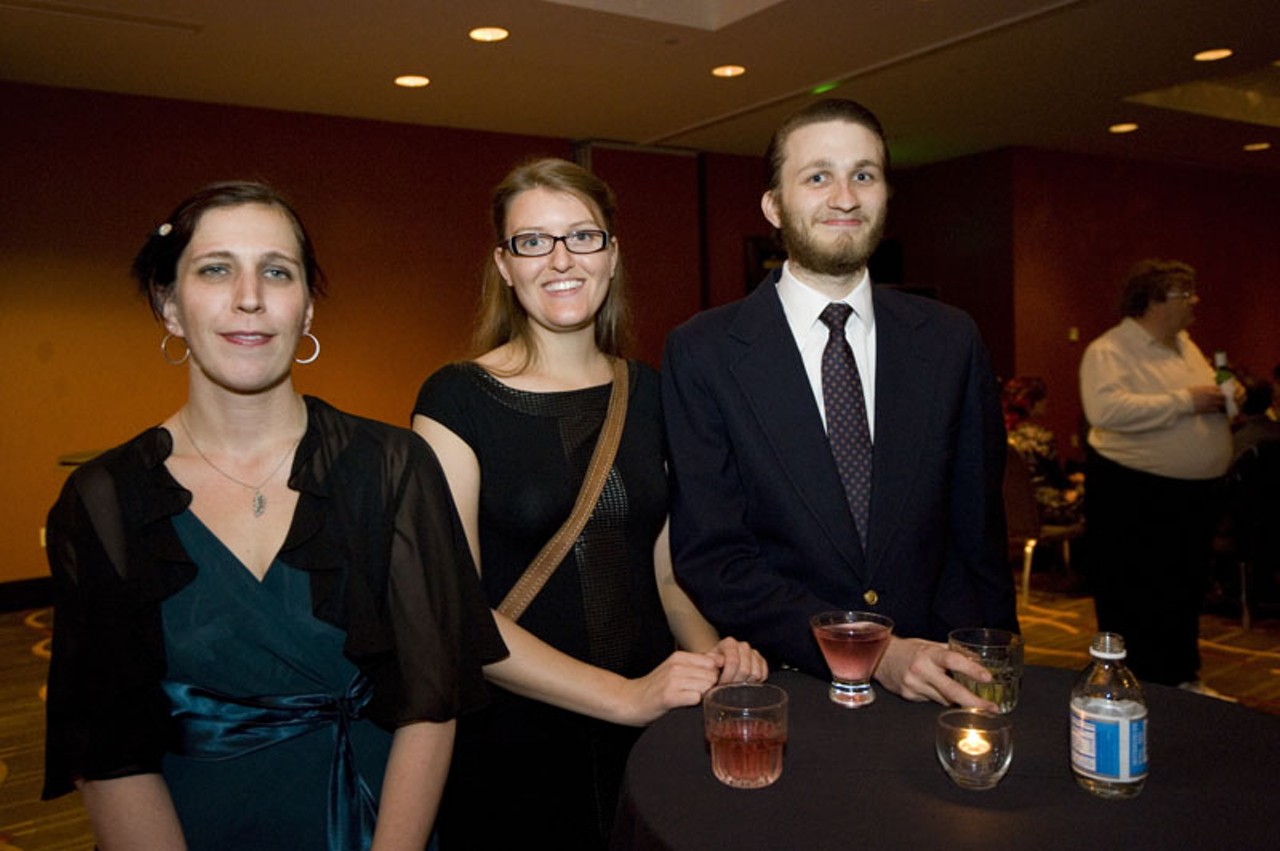Plaza Frontenac Theater managers Julie Havlin, Laura Ortbals and John Westermeyer at the closing reception for SLIFF.