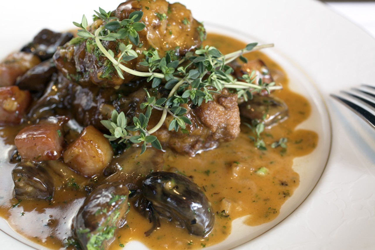 Another appetizer, les ris de veau &acirc;ux capers, is veal sweetbreads with capers.