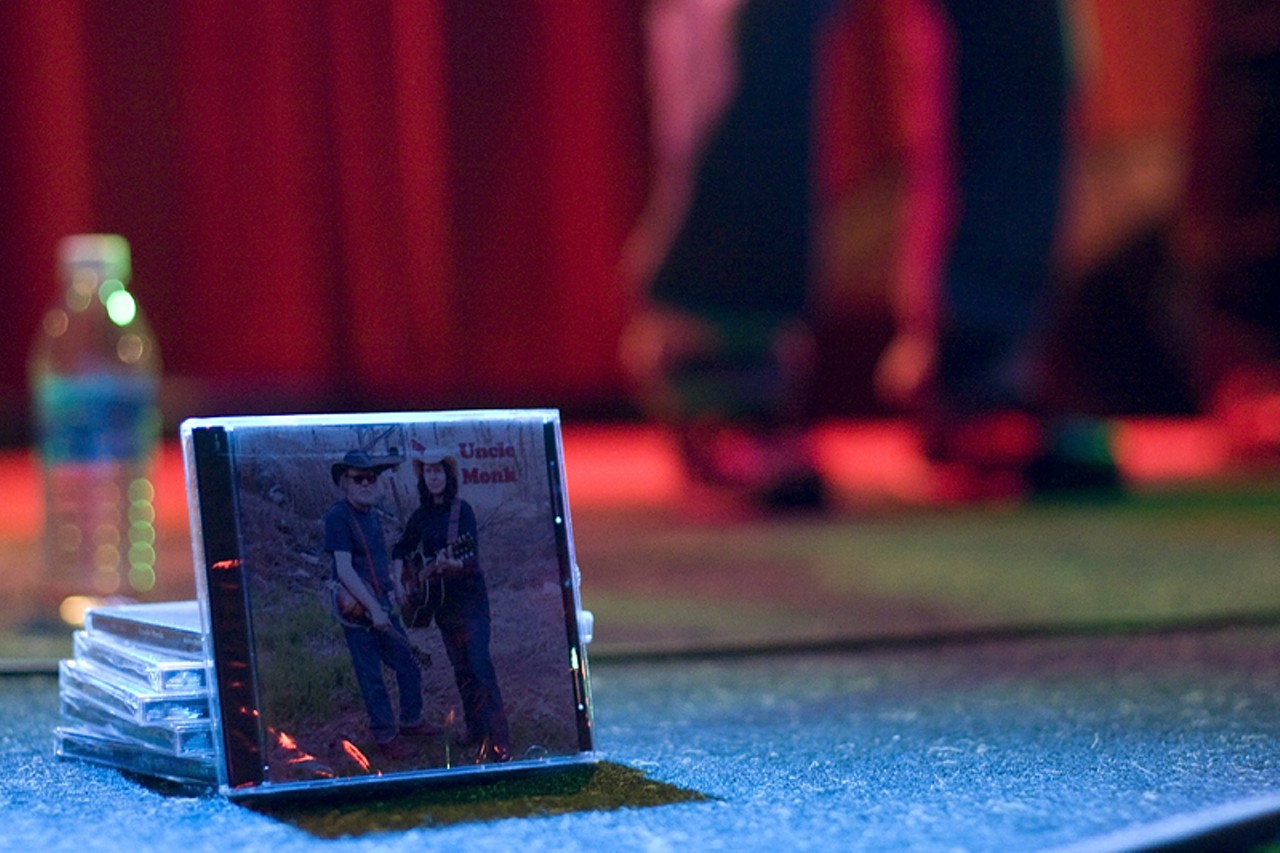 Uncle Monk CD's lay on stage during the show.