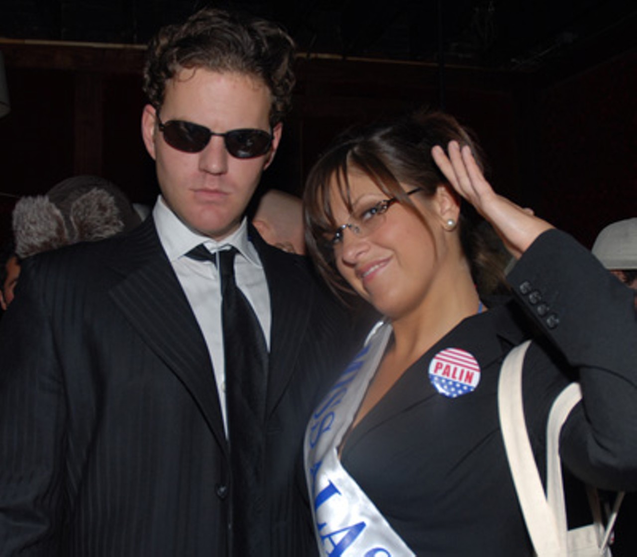 Palin (Brittney Hargraves) and her Secret Service Protection (Kyle Walsh) at Pepper Lounge.