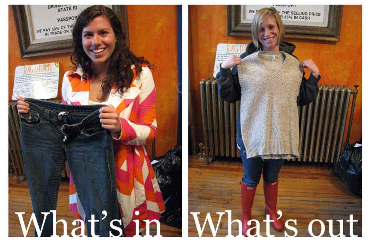 Rachel Traub, of Conneticut, left, and Hannah Rosenfeld, of Alabama, right. Both are Washington University students looking to sell some clothing to Rag-O-Rama. Click ahead to see how they fared.