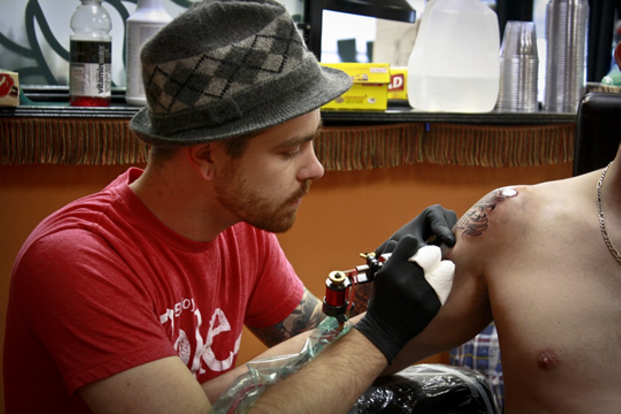 Andy at Allstar Tattooon Olive Boulevard in University City.