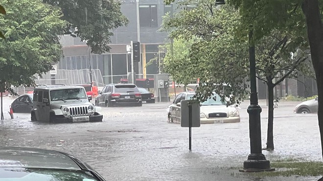 Pershing and DeBaliviere avenues were overwhelmed by flood waters after rain deluged St. Louis streets on July 28.