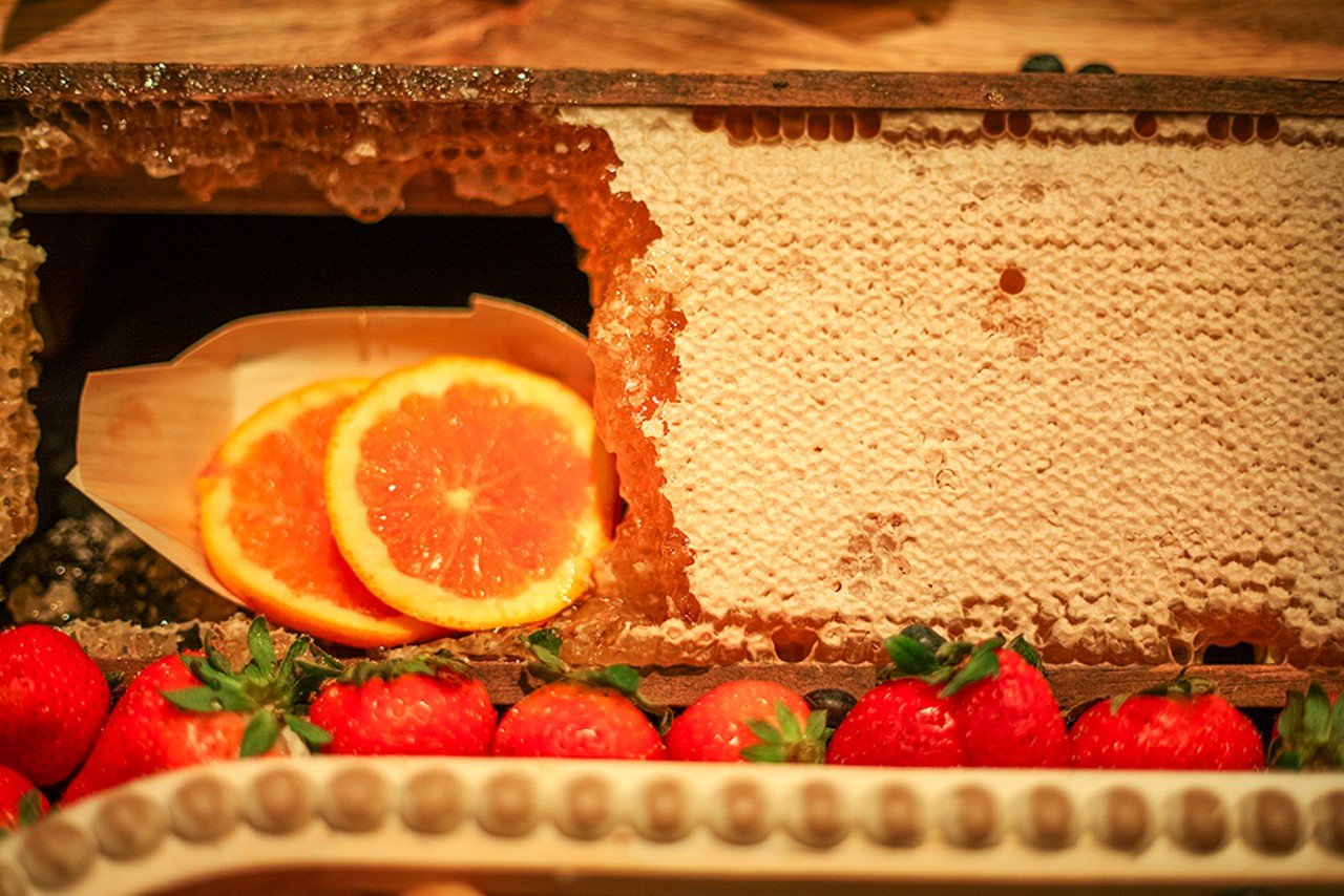 Fresh honeycomb and strawberries adorned the Social Graze table.