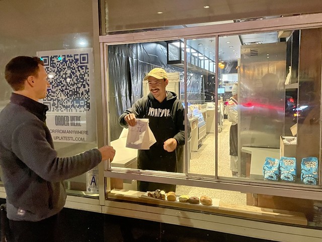 Co-owner Nathan Wright was manning Up Late's takeout window on a recent Thursday night.