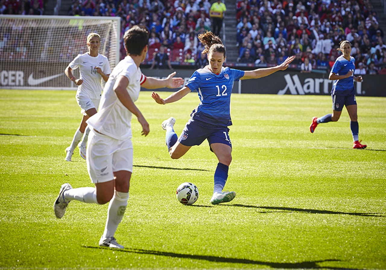 Lauren Holiday takes a shot.
