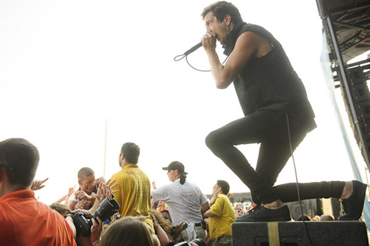 Of Mice And Men performing at Warped Tour at the Verizon Wireless Amphitheater in St. Louis on July 5, 2012.
