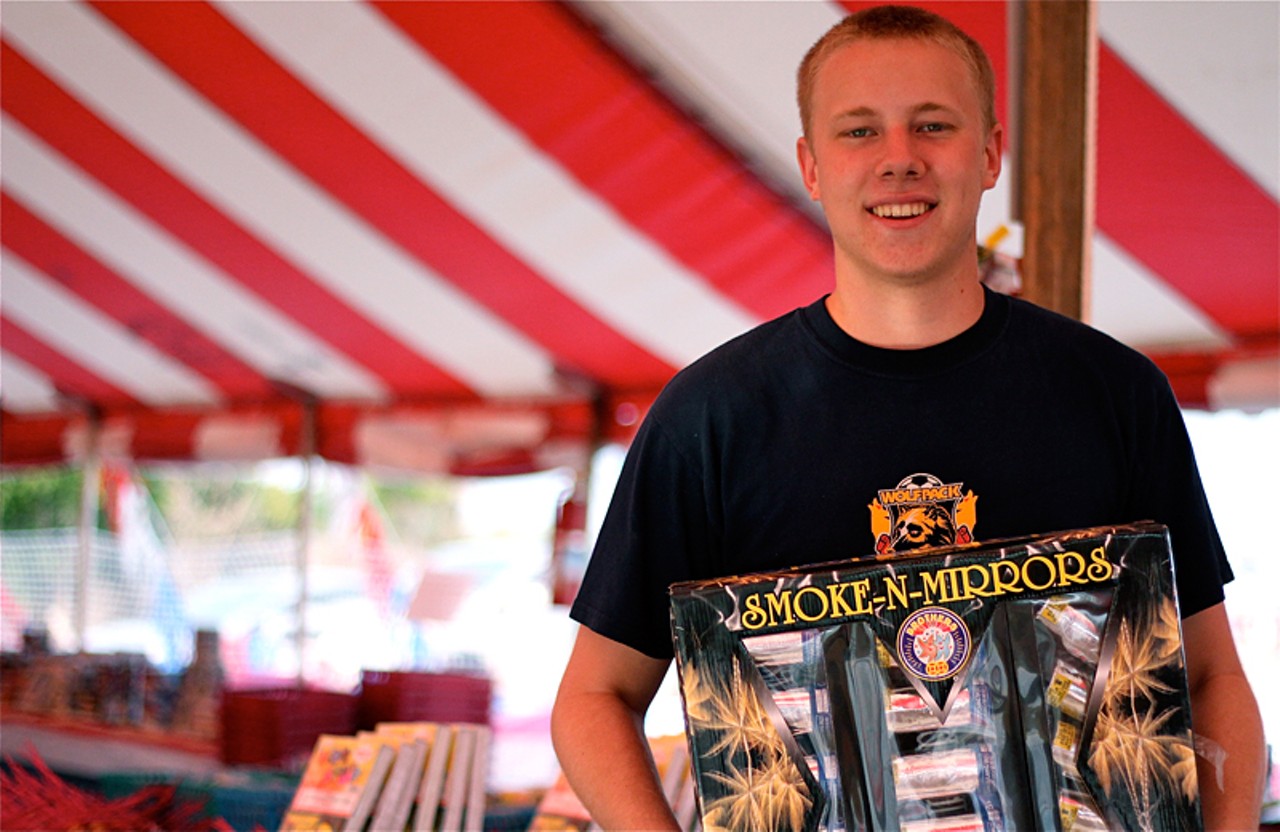 Fireworks City Employee Kevin Flynn's favorite thing to blow up Smoke-N-Mirrors. Flynn has worked at the fireworks stand for five years.