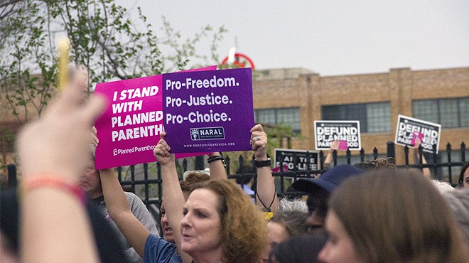 Planned Parenthood supporters at a rally.